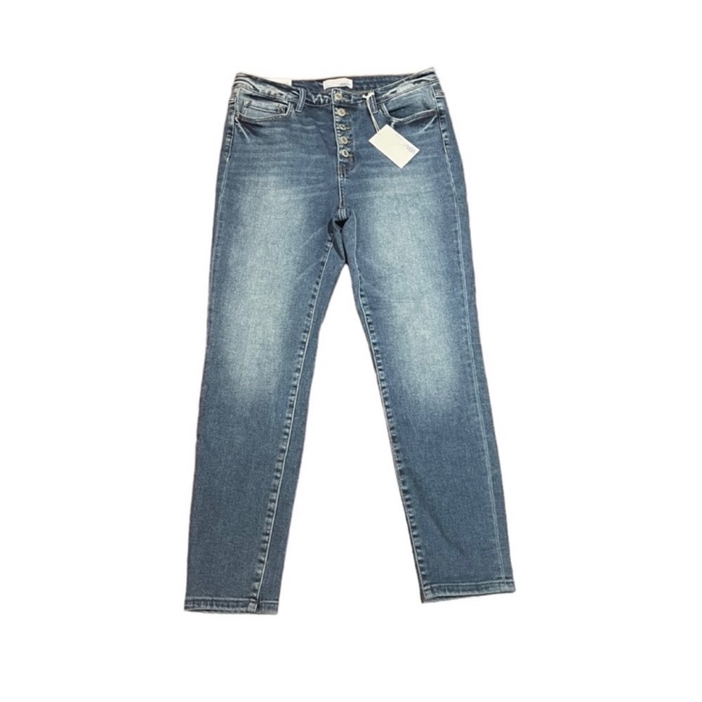 Vervet NWT button front high normcore waist cotton denim blue jean size 30